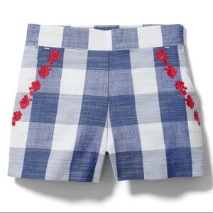 NWT Janie and Jack Floral Embroidered Gingham Shorts, 6-12 Months
